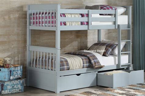 Thomas Grey Wooden Bunk Beds With Storage Drawers