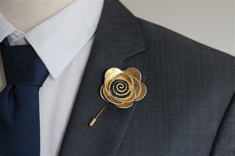 Mens Gold Lapel Flower Pin Gold Boutonniere Daisy Lapel Etsy