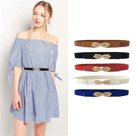 Seabigtoo Leaves Gold Buckle Belts Female Belts For Women Dresses