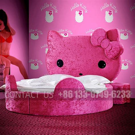 Luxury Hello Kitty Kingsize Sex Round Bed High Quality For Hotel And