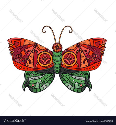 Steampunk Butterfly Tattoo Royalty Free Vector Image