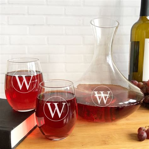 Wine Decanter Glasses Stemless Wine Glass Personalized Etsy