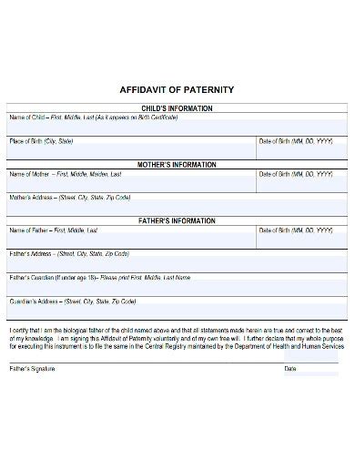 Acknowledgement Of Paternity Affidavit Form