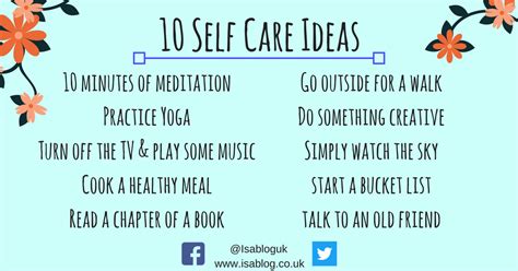 Maybe you would like to learn more about one of these? 10 Self Care Tips to Help Promote Better Self Care - Isablog