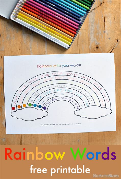 Free Printable Rainbow Writing Sheets Nurturestore Rainbow Writing