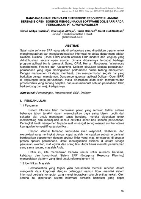 Secara real beberapa contoh crm dibawah ini akan membantu. (PDF) RANCANGAN IMPLEMENTASI ENTERPRISE RESOURCE PLANNING ...