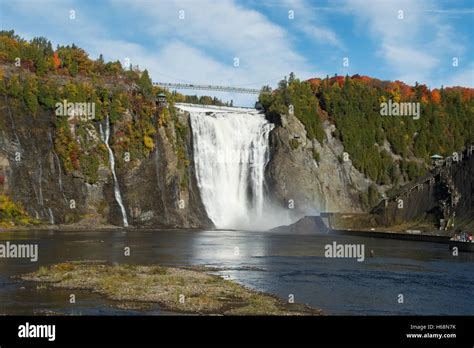 Canada Quebec Quebec City Montmorency Falls At The Mouth Of The