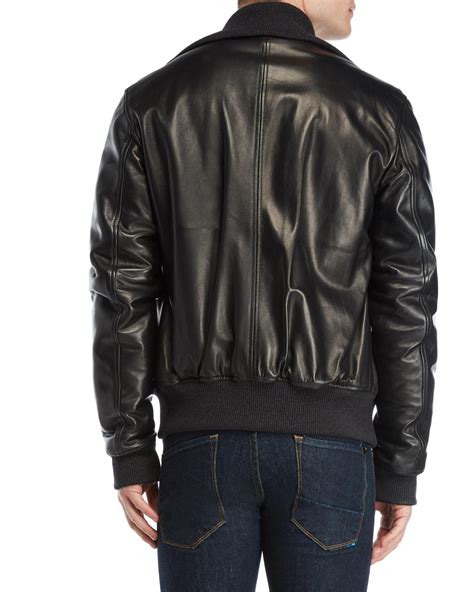 Dolce Gabbana Fleece Lined Leather Flight Jacket In Black For Men Lyst