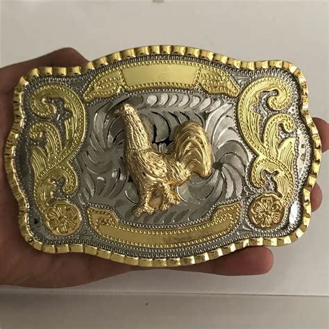 Retail New High Quality Lace Gold Rooster Cowboy Belt Buckle With 138