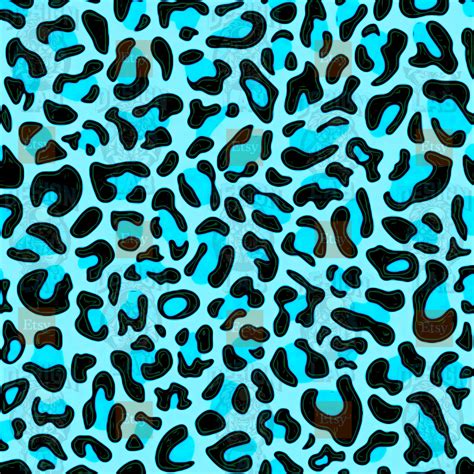 Turquoise Blue Cheetah Print Background Png Digital Design Etsy
