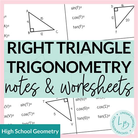 Right Triangle Trigonometry Worksheet Worksheets For Kindergarten