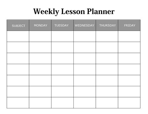 Weekly Lesson Plan Template Free Printable Templates