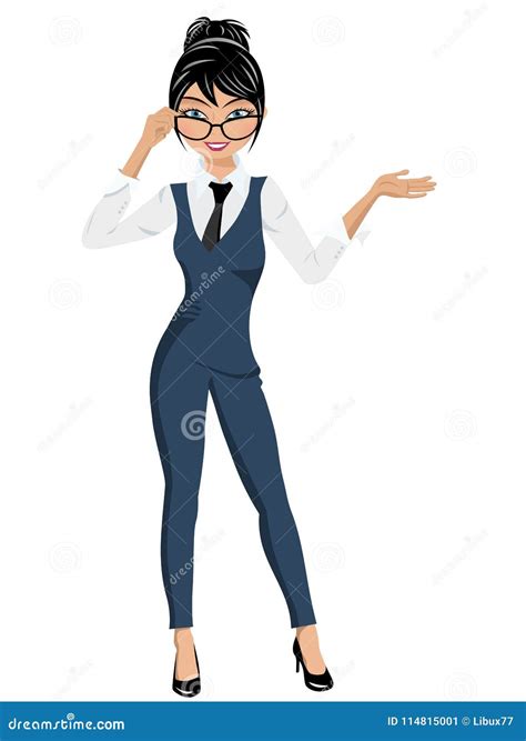 Businesswoman Standing Confident Pose Presenting Isolated Stock Vector