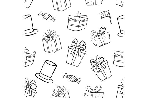 Black And White Doodle Birthday Pattern Graphic By Padmasanjaya · Creative Fabrica