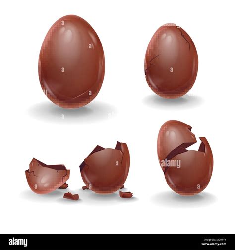 Broken Eggs Cracked Open Eggshell Easter 3d Realistic Icons Set