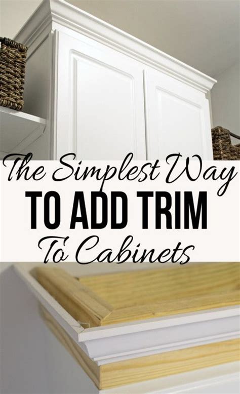 You can do this by nailing in 2×4 pieces of wood into the top of the cabinet and then nailing the plywood to the 2×4. The Easiest Way to Add Trim to a Cabinet - | Builder grade ...