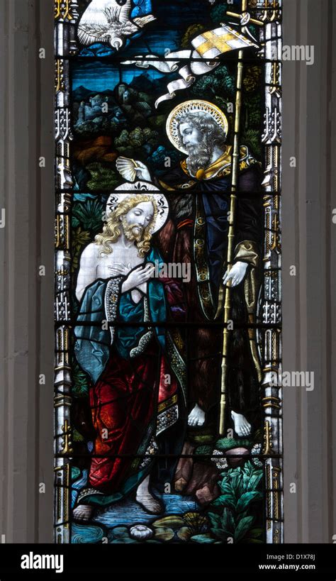 Christ S Baptism Stained Glass St Edmund S Church Maids Moreton