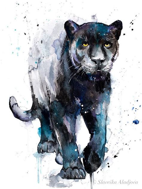 Black Panther Aquarelle Peinture Impression Par Slaveika Aladjova Art