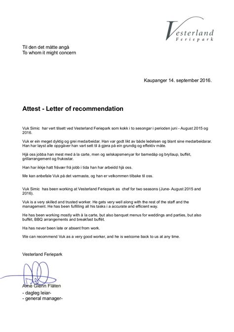 Attest Letter Of Recommendation