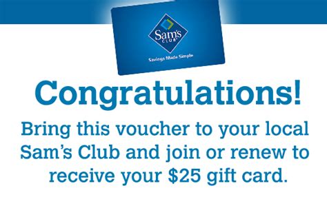 Sam's club $25 gift card for renewal. 1-Year Sam's Club Membership + $25 Sam's Club Gift Card ...