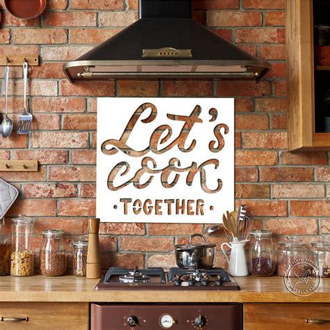 Lets Cook Sign Kitchen Metal Wall Art Decor Funny Kitchen Etsy