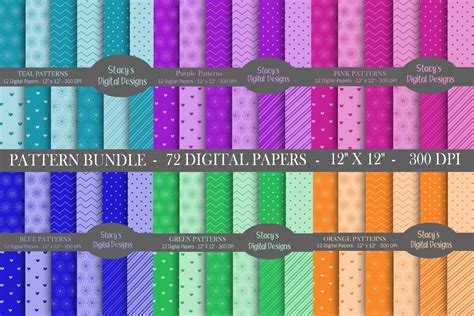 Digital Paper Bundle - 72 Digital Papers, patterns (With images) | Digital paper, Paper, Digital