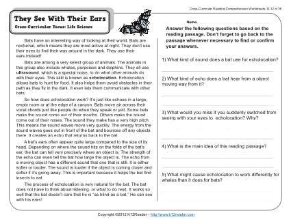 We did not find results for: They See With Their Ears | 4th Grade Reading Comprehension Worksheet