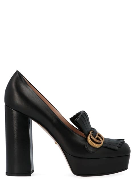 Gucci 120mm Marmont Fringed Leather Pumps In Black Modesens Gucci