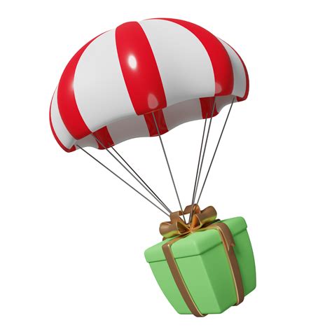 Parachute With Green T Box Isolated Concept 3d Illustration Or 3d
