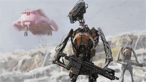 Artwork Fantasy Art Digital Art Robot Machine Futuristic Weapon