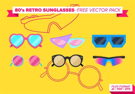 Eighties 80s Retros Sunglasses Free Vector Pack Download Free Vector Art Stock Graphics And Images