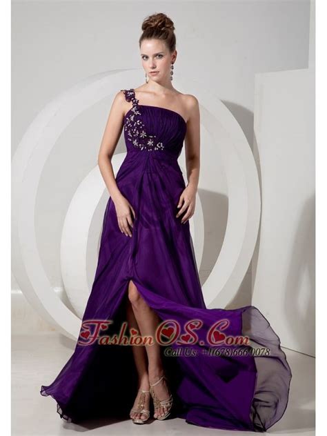 Exquisite Evening Dress Eggplant Purple Empire One Shoulder Chiffon