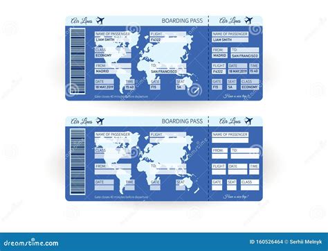 Airplane Ticket Boarding Pass Ticket Template Stock Vector