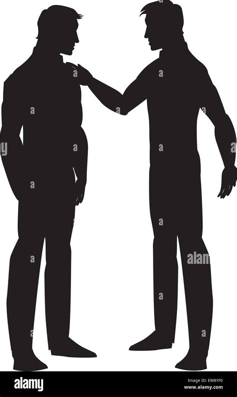 Silueta De Dos Hombres Hablando Negro Ilustración Vectorial Imagen