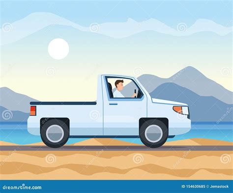 Travel Pick Up Riding On The Highway Stock Vector Illustration Of