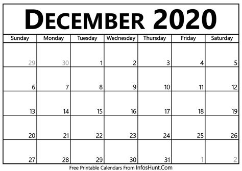 Are you looking for an elegant 2020 calendar? December 2020 Calendar Printable - Free Yearly & Monthly ...