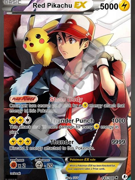 Ash Red Pikachu Ex Pokemon Card Etsy Uk