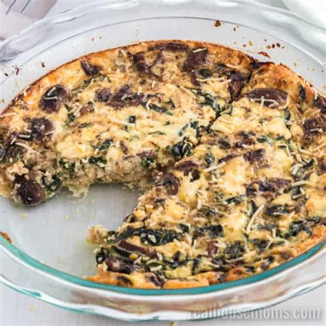 Spinach Mushroom Feta Crustless Quiche Recipe ⋆ Real Housemoms