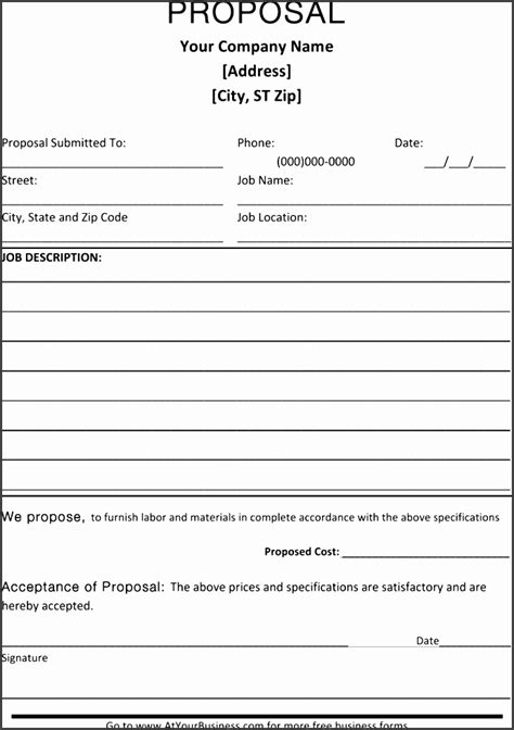Blank Free Printable Bid Proposal Forms