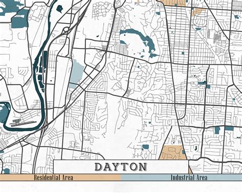 Dayton Ohio Wall Map Premium Style By Marketmaps