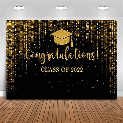 Buy Mocsicka Class Of 2022 Backdrop Black Gold Glitter Bokeh Graduation
