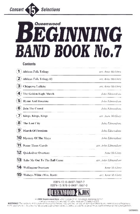 Beginning Band Book 7 Sheet Music By Edmondsonmcginty Sku Q886601