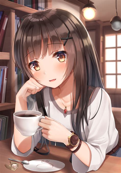 28 Anime Girl Drinking Coffee Wallpaper Baka Wallpaper