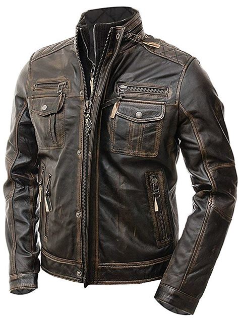 Cafe Racer Distressed Brown Leather Motorcycle Jacket Xtremejackets