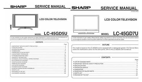 Sharp LC 45GD7U 45GD5U LCD TV Service Manual and Repair Guide | Repair