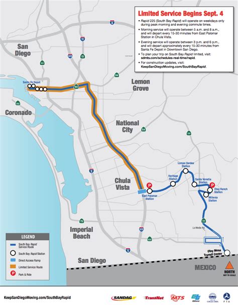 Routes include service to major attractions and destinations all over san diego. South Bay Rapid: Bus service from east Chula Vista to ...