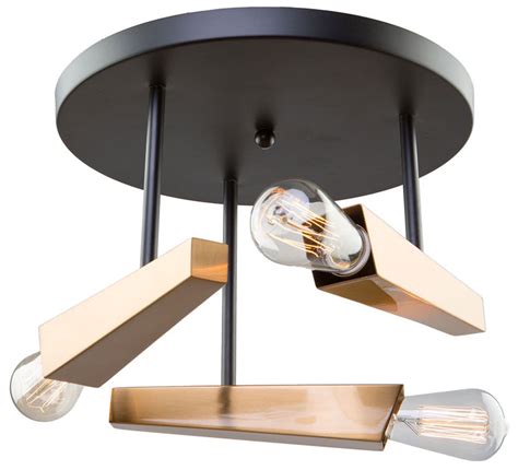 Contemporary flush mount light fixture. Artcraft AC11153 Olympia Contemporary Black & Satin Brass ...