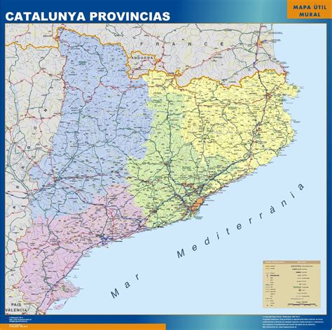 Wall Map Of Catalonia Provinces Laminated Wall Maps Of The World