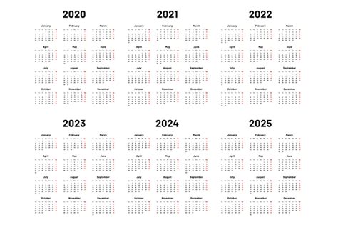 Yearly calendar showing months for the year 2024. Calendar grid. 2020 2021 and 2022 yearly calendars. 2023 ...