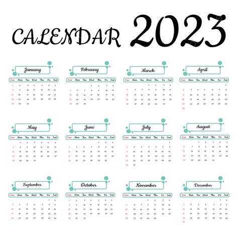 Calendario Sencillo 2023 Png Calendario 2023 Año Png Y Vector Para